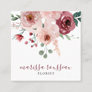 Florist Floral Botanic Square Business Card Quadratische Visitenkarte