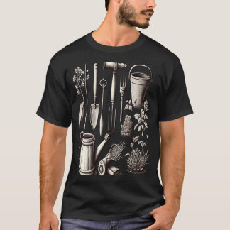 Florist Gärtner Papa Graustufen Gartengeräte  2 T-Shirt