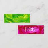 Florist - Green Pink Rose Mini Visitenkarte (Vorne/Hinten)