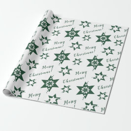 🌟 Florist Green Starry Frohe Weihnachten Weiß Geschenkpapier