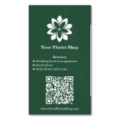 🌼 Florist Green & White Floral Services Magnetische Visitenkarte (Vorderseite Vertikal)