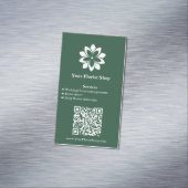 🌼 Florist Green & White Floral Services Magnetische Visitenkarte (Beispiel)