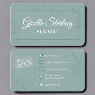 Florist Grün Türkis Blumen Visitenkarte