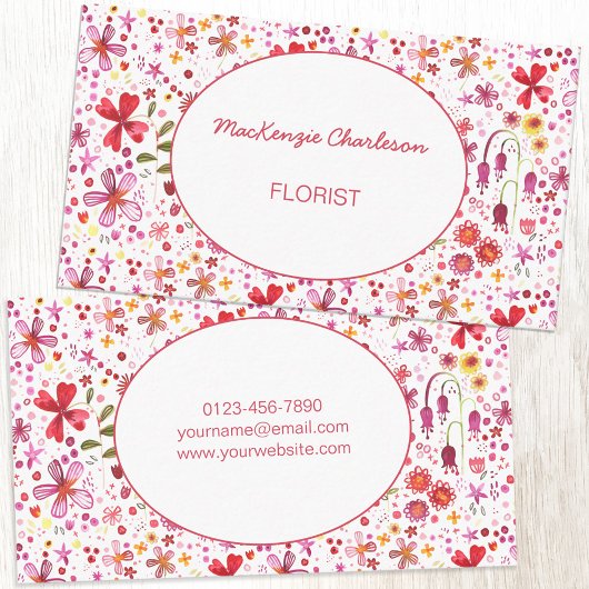 Florist Hand bemalt Moderne Aquarellfarben Blume Visitenkarte