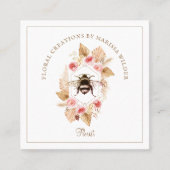 Florist Honey Bee Blush Pink Boho Floral Quadratische Visitenkarte (Vorderseite)