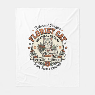 Florist Katze Florist Katze Vintage Vector Art-Shi Fleecedecke