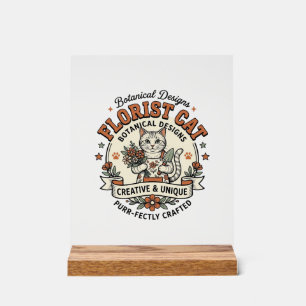 Florist Katze Florist Katze Vintage Vektor Art Shi Acrylschild