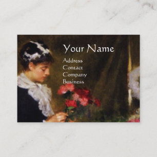 FLORIST MACHT EIN BOUQUET MIT FARBEN BLUME VISITENKARTE