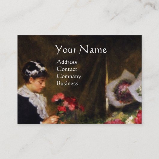 FLORIST MACHT EIN BOUQUET MIT FARBEN BLUME VISITENKARTE (Vorderseite)