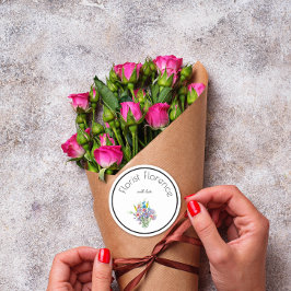 Florist mit Liebe Bouquet Runder Aufkleber