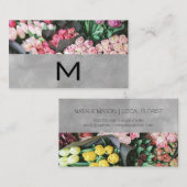Florist | Monogramm und Wasserfarbblock Visitenkarte (Vorne/Hinten)