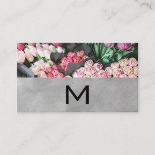 Florist Monogramm und Wasserfarbblock Visitenkarte