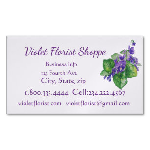 Florist Nature Blume Wasserfarben Violett Pflanze Magnetische Visitenkarte