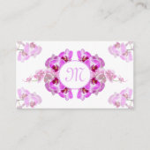 Florist orchid flower monogram calligraphy QR-Code Visitenkarte (Vorderseite)