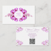 Florist orchid flower monogram calligraphy QR-Code Visitenkarte (Vorne/Hinten)