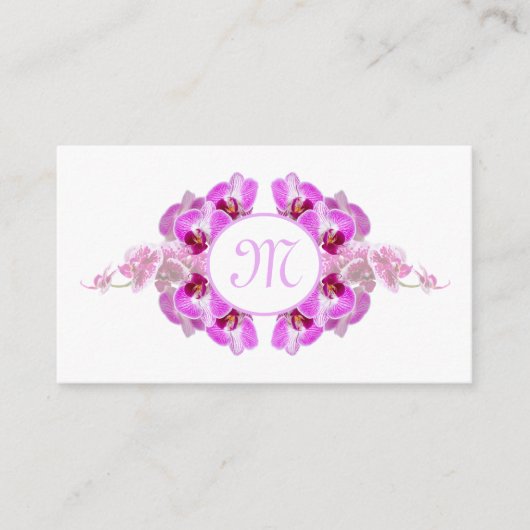 Florist orchid flower monogram calligraphy QR-Code Visitenkarte (Vorderseite)