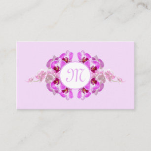 Florist orchid flower monogram calligraphy QR-Code Visitenkarte