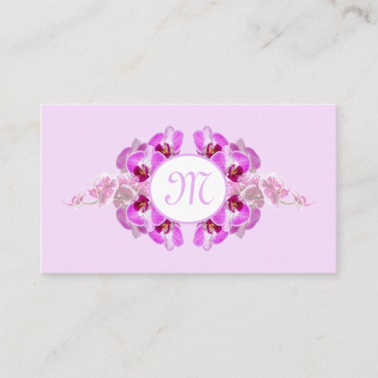 Florist orchid flower monogram calligraphy QR-Code Visitenkarte (Vorderseite)