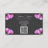 Florist orchid flower monogram calligraphy QR-Code Visitenkarte (Rückseite)