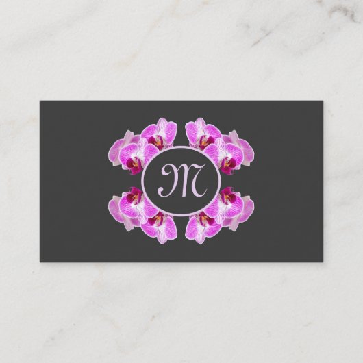 Florist orchid flower monogram calligraphy QR-Code Visitenkarte (Vorderseite)
