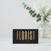 Florist QR-Code-Logo Schwarz und Gold Visitenkarte (Stehend Vorderseite)