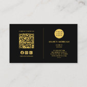 Florist QR-Code-Logo Schwarz und Gold Visitenkarte (Rückseite)