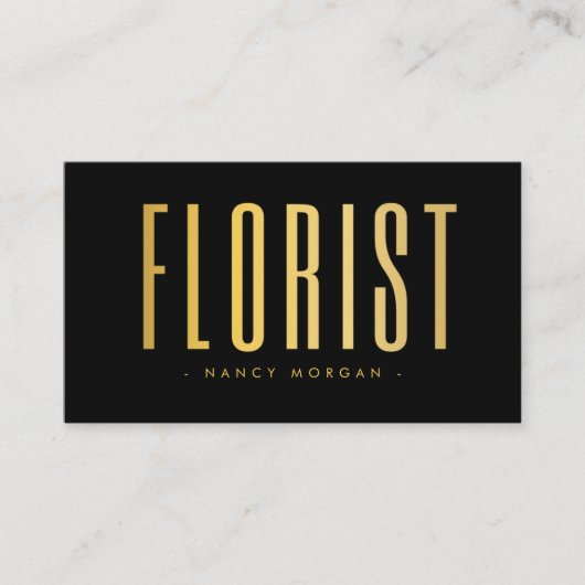 Florist QR-Code-Logo Schwarz und Gold Visitenkarte (Vorderseite)