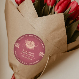 Florist Rose Blume Red & Beige Business Runder Aufkleber