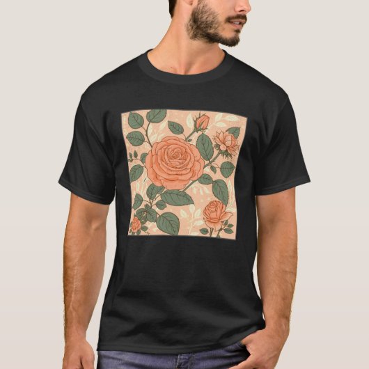 Florist Roses Pattern Illustration Flowers Leaf Wo T-Shirt (Vorderseite)