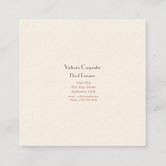 Florist Shop Peonies Quadratische Visitenkarte (Rückseite)