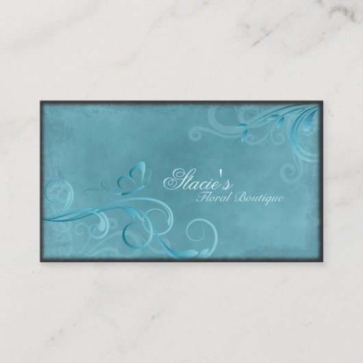 Floristen-Geschäfts-Karten-aquamariner blauer Visitenkarte (Vorderseite)