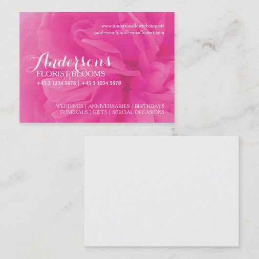 Floristiner Rosa Blumenwürfel Visitenkarte (Vorne/Hinten)
