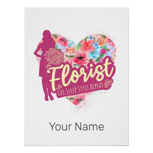Floristische Blume mit Vintagem Gartendesign Poster (Vorderseite)