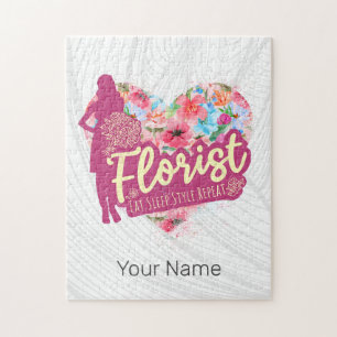 Floristische Blume mit Vintagem Gartendesign Puzzle