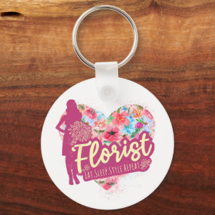 Floristische Blume mit Vintagem Gartendesign Schlüsselanhänger