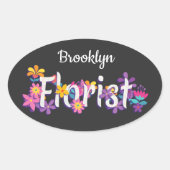 Floristische Blume unterhalten moderne Typografie Ovaler Aufkleber (Vorderseite)
