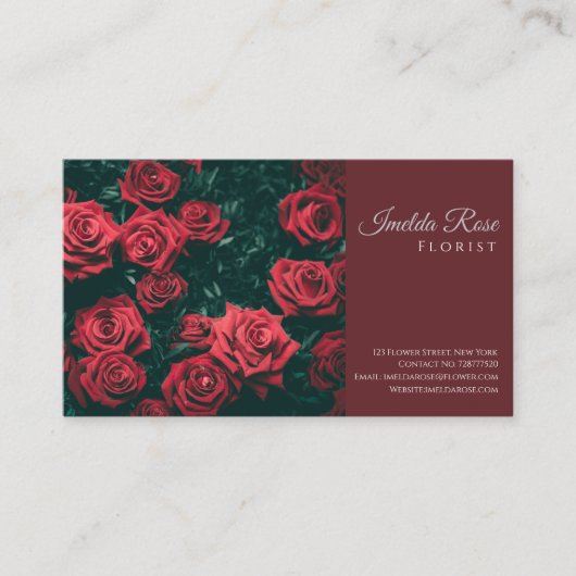 Floristische Rote Rose Visitenkarte (Vorderseite)