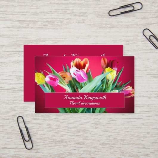 Floristisches Rot-Tulpen-Geschäft mit benutzerdefi Visitenkarte (Vorderseite/Rückseite Beispiel)