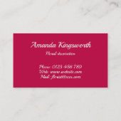 Floristisches Rot-Tulpen-Geschäft mit benutzerdefi Visitenkarte (Rückseite)