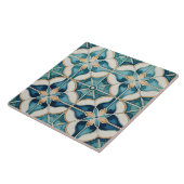 Flormarokkanisches Fliesenmuster#1 Aquamarines wei Fliese (Seite)