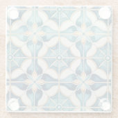 Flormarokkanisches Fliesenmuster#1 Aquamarines wei Glasuntersetzer (Rückseite)