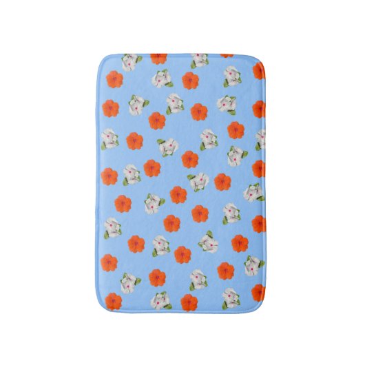 Floromance (blauer Hintergrund) Badematte (Vorderseite Vertikal)