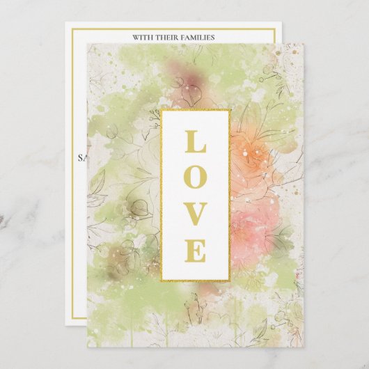 *~ Florromantische LIEBE AR26 QR UAWG 4 Hochzeit Einladung (Vorne/Hinten)