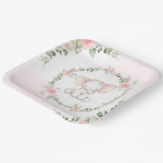 Florrosa Elefantendusche Pappteller (Gewinkelt)