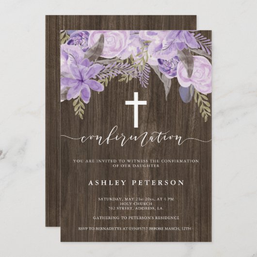 Florrosa Lava, Bestätigung von Aquarellholz Einladung (Vorne/Hinten)