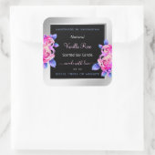 Florrosa Lila Silberverpackungsmarken Quadratischer Aufkleber (Tasche)