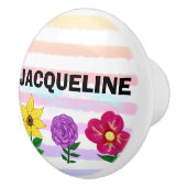 Florrosa Lila Wasserfarben Streifen NAME Keramikknauf (Rechts)