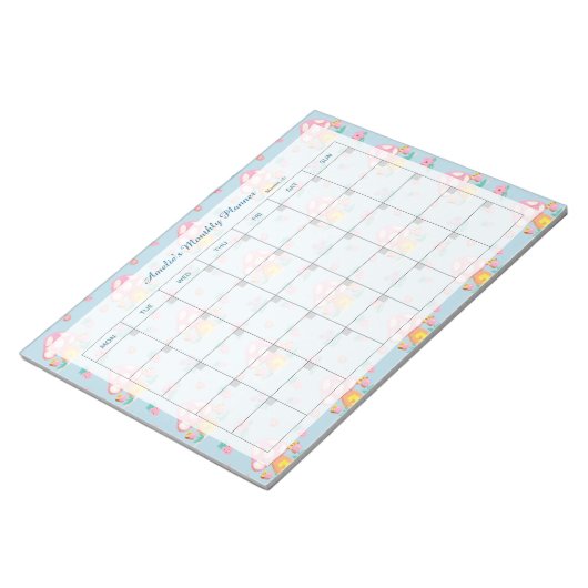 Florrosa Mushroom Light Blue Plane Name Notizblock (angewinkelt)