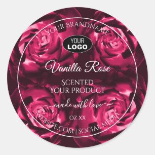 Florrosa Produktkennzeichnungen Rose Blume mit Log Runder Aufkleber