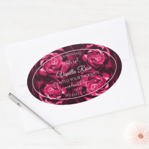 Florrosa Produktverpackung Etiketten Rose Blume Ovaler Aufkleber